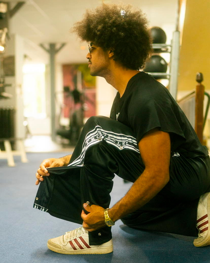Pantalones deportivos vintage con cierre a presión | Negro