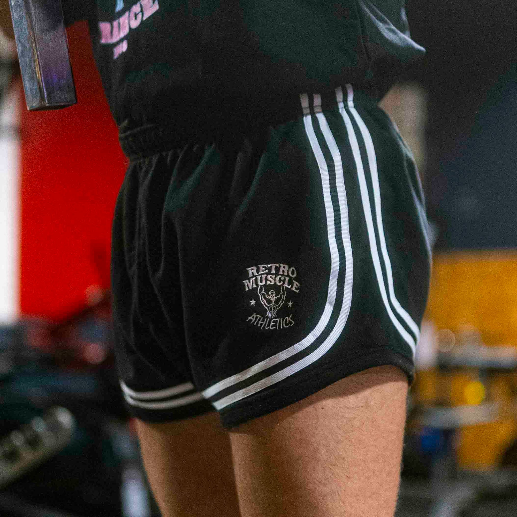 bande blanches latérales short vintage retromuscle court legday