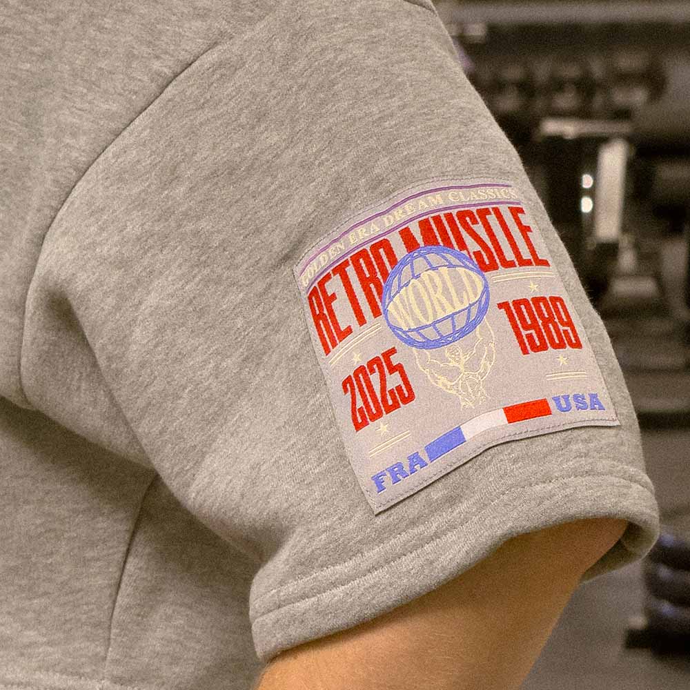 Retro Sweat-Crop-Top Brodé | Gris