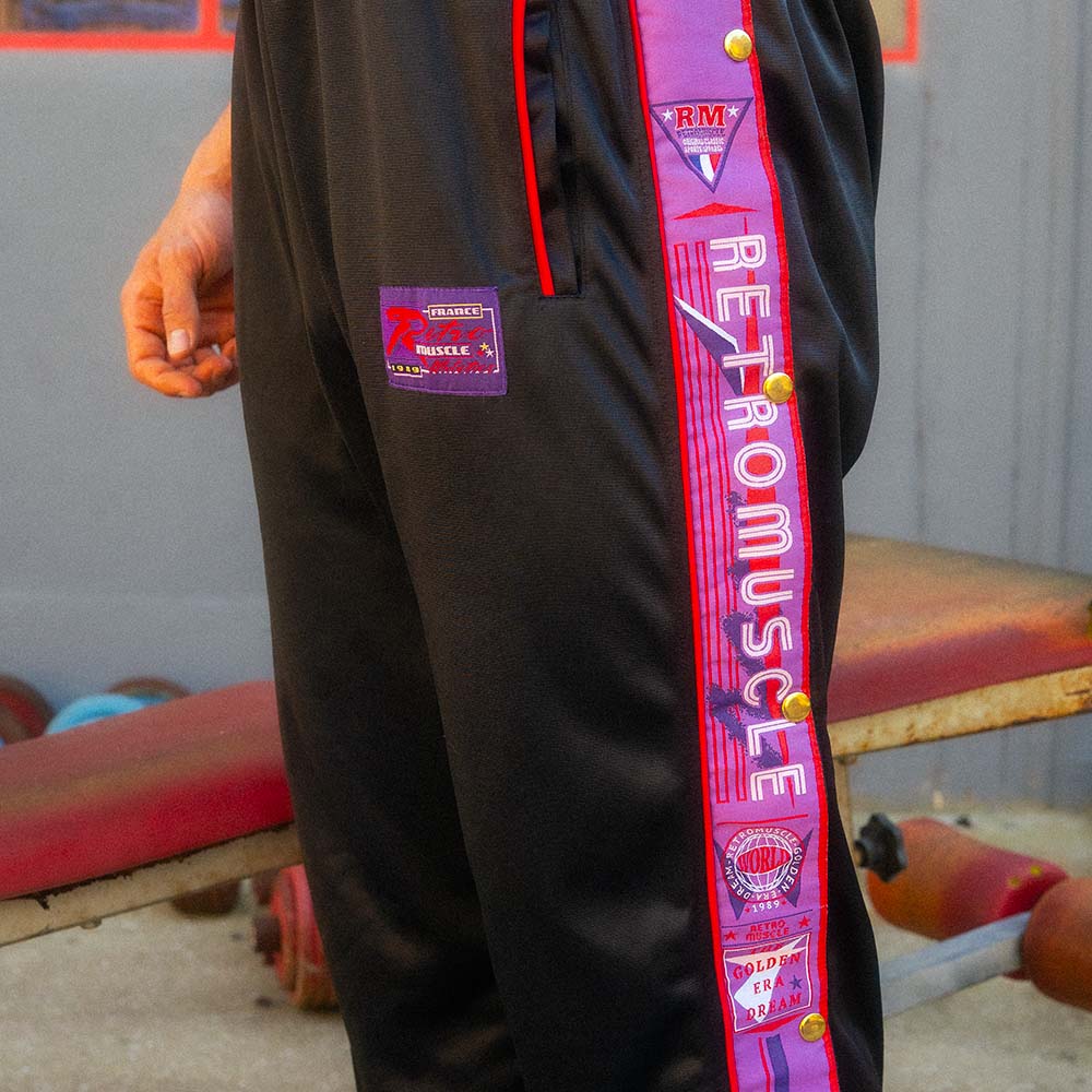 Vintage Snap-Pants Jogging | Black Purple