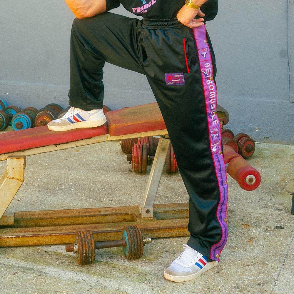 Vintage Snap-Pants Jogging | Black Purple