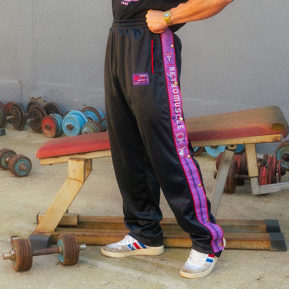 Vintage Snap-Pants Jogging | Black Purple