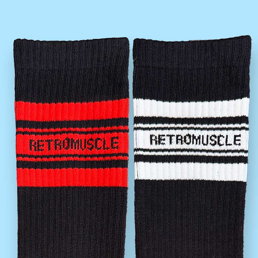 Chaussettes Vintages Tennis Black| 2 paires (rouge & blanc)