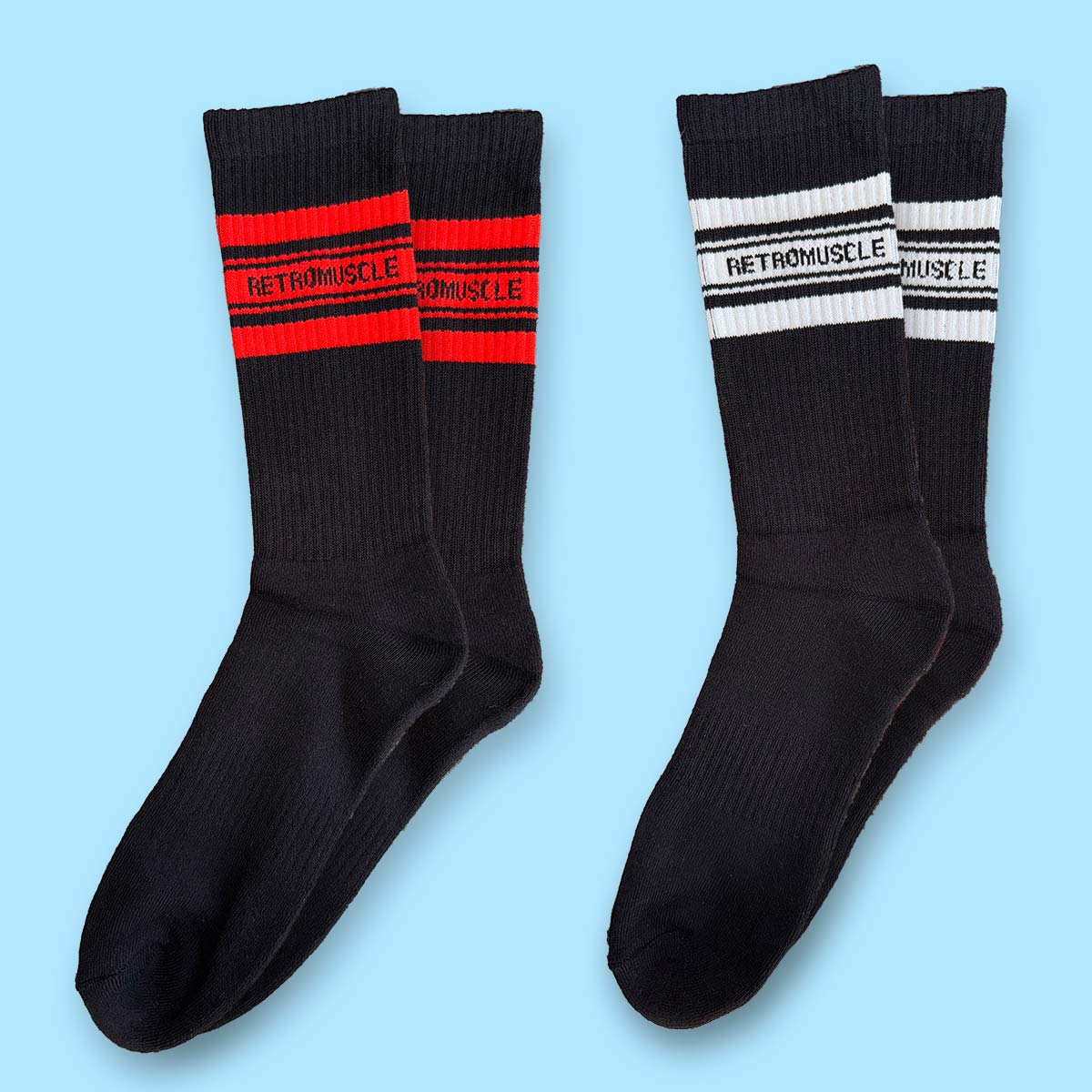 Chaussettes Vintages Tennis Black| 2 paires (rouge & blanc)