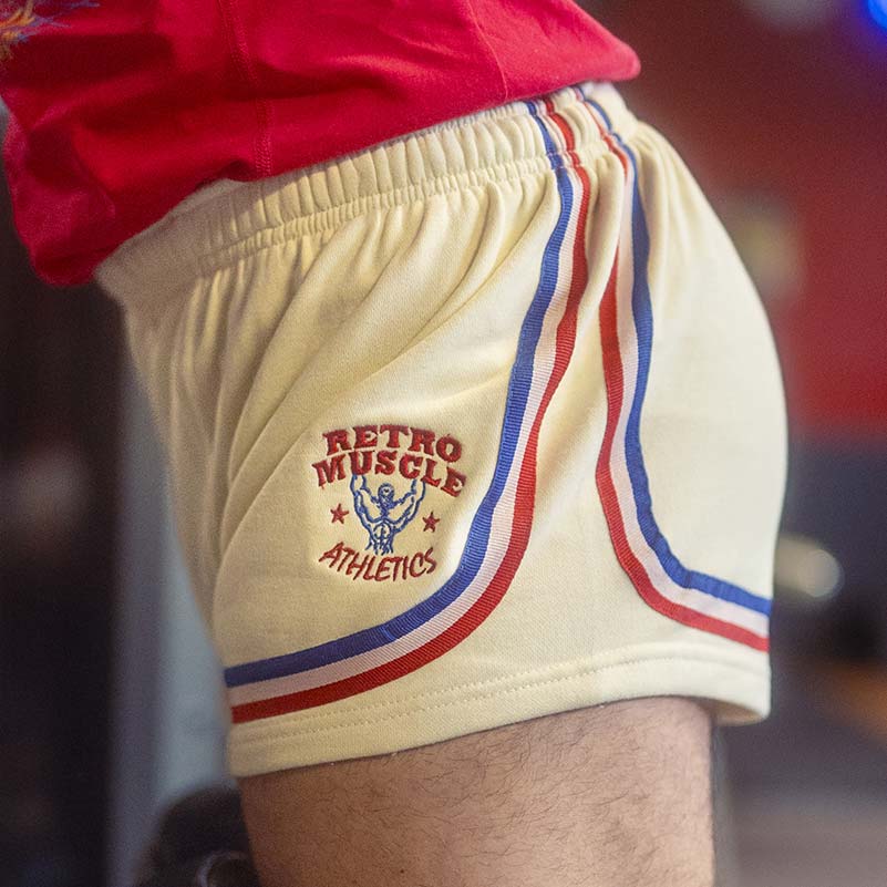 Golden Era "Bannout" Retro Short White - retromuscle1000- de trois quarts