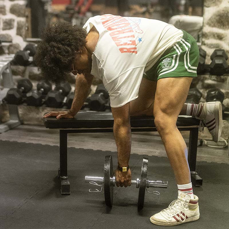 Golden Era "Bannout" Retro Short Green - retromuscle1000 - exercice rowing